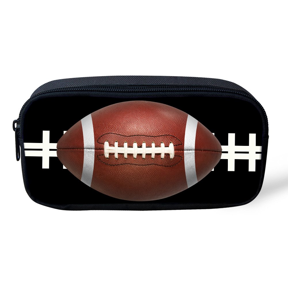 POLERO Pen Bag Smooth Zip Pencil Case Pencil Pouch for Kids Boys Girls Stationery Pouch School Supplies Adults Office Organizer Makeup Bag Rugby Pattern Pencil Bag for Gift