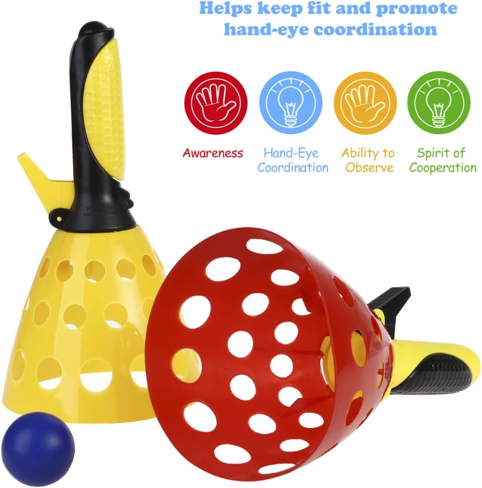 LIOOBO Kids Launch Catch Ball Game Set, Catcher Scoop Toss Toy Pop And Ball Game ing Set Toss And And Kids Outdoor s, Beach Toys - Image 5