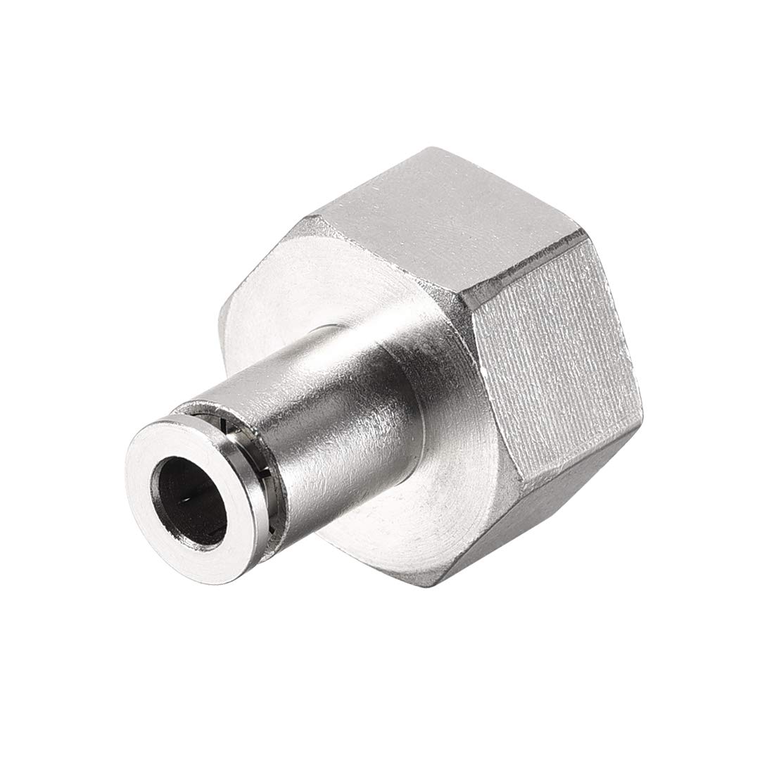 sourcing map Push to Connect Tube Fittings 6mm Tube OD x 1/2 PT Female Straight Pneumatic Connector Pipe Fitting Silver Tone