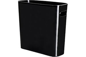 Youngever 1.5 Gallon Slim Trash Can, Plastic Garbage Container Bin, Small Trash Bin with Handles for Home Office, Living Room, Study Room, Kitchen, Bathroom (1 Pack Black)