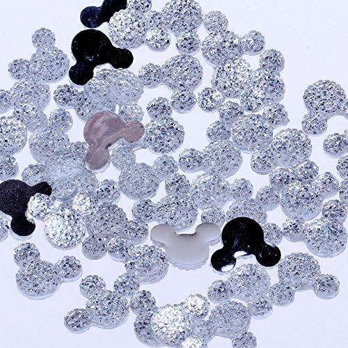 14x11.5mm 40pcs Small Mickey Head Crystal Mickey Head Shape Flatback Resin Rhinestones for Decorations DIY Nail Art Crafts