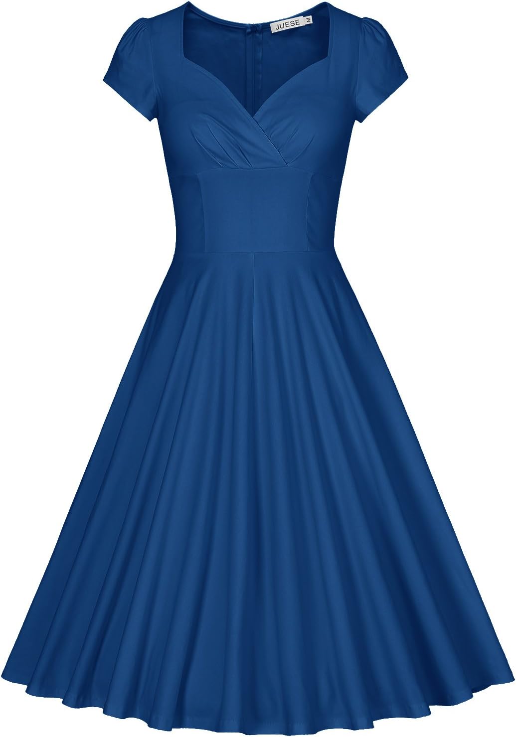 JUESE Women's 50s 60s Vintage Cocktail Rockabilly Party Picnic Swing Dress (XL, Sea Navy Blue)