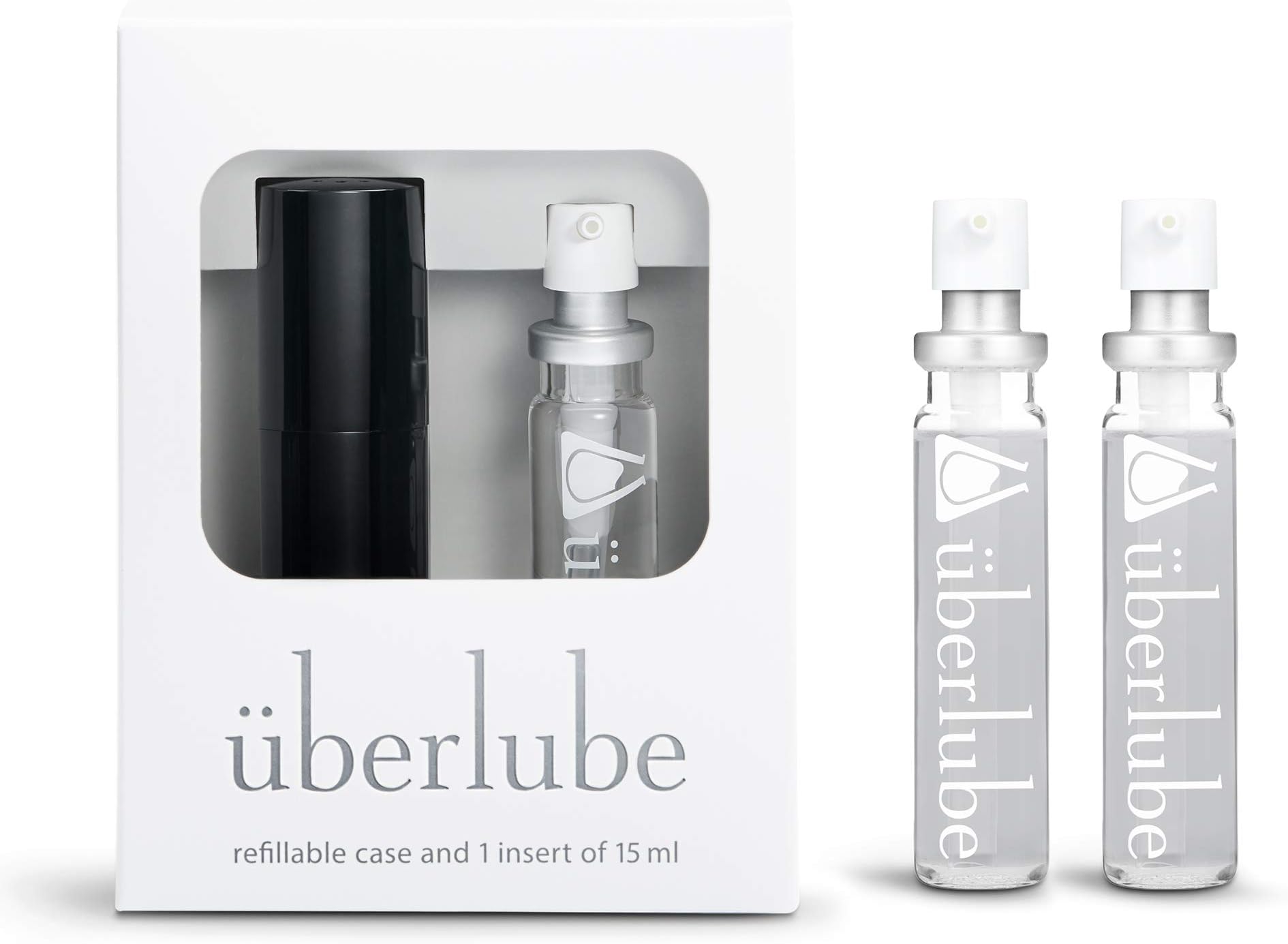 Überlube Travel Lube Latex-Safe Natural Silicone Lube for Sex with Vitamin E Unscented Flavorless Zero Residue Works Underwater - 15ml Black Good-to-Go Traveler + 2 Refills (45ml Total)