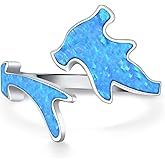 Peireara Shark Rings for Women 925 Sterling Silver Hammerhead Shark Ring Shark Open Ring Shark Jewelry Gifts for Women Mom Shark Week