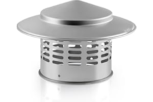 Singvon 4 Inch Round Chimney Cap, 304 Stainless Steel Chimney Cover with Screen, Stove Pipe Chimney Cap, Silver
