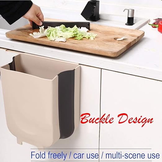 Amazon Com M Kvfa Folding Trash Can Wall Mounted Waste Bin Hanging Garbage Can For Kitchen Cabinet Door Plastic