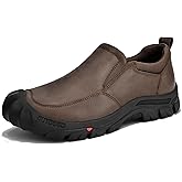VOCECO Mens Leather Slip On Hiking Outdoor Waterproof Causal Loafers Work Walking Shoes
