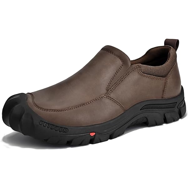 Enjerr Men's Orthopedic Slip-On Loafers - Arch Support, Wide Width, Breathable PU (Dark Brown/Black)