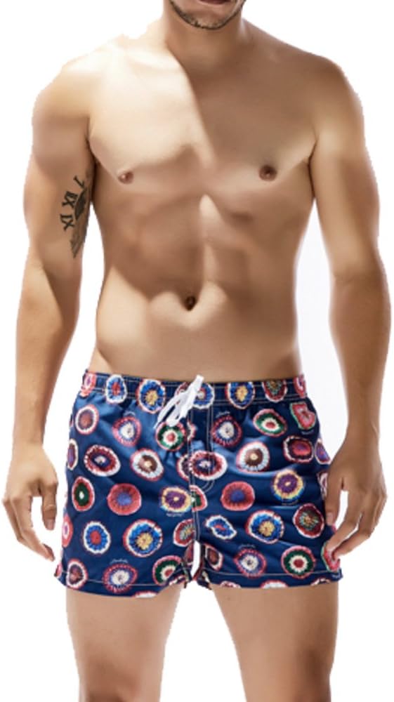 Caidi Men's Sexy Swimwear Shorts Surf Swimsuit Swim Trunks Quick Dry Lightweight Short (M, Navy blue)