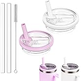 Tianhengyi 30 OZ Tumbler Lid Replacement Compatible with Stanley Quencher, 2 Pack Spill Proof Flip Straw Lids, Leakproof Top Cover Compatible for Stanley Cup Accessories, White+Purple