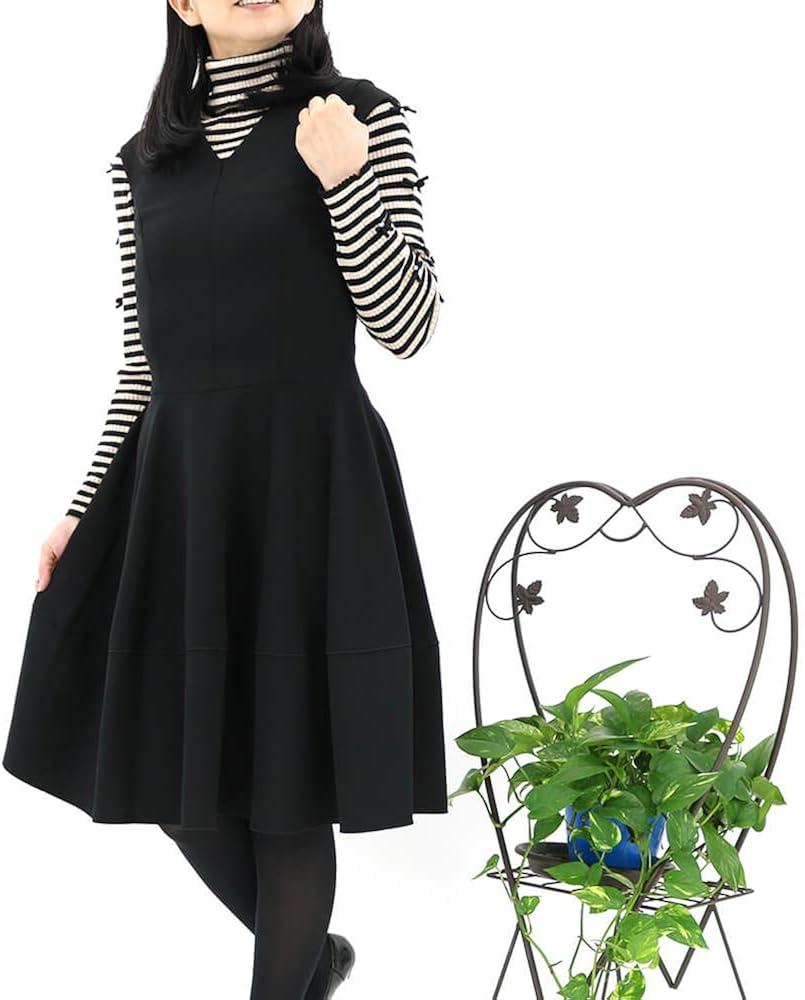 Amazon Toilette トワレ ワンピース レディース 秋ノースリーブ ひざ丈 シンプル Vネック キャップスリーブ 清楚感 伸縮性 背中ファスナー 大人可愛い M L 日本製 動画配信アイテム Collection ワンピース チュニック 通販