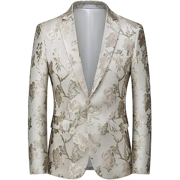Luxury Floral Embroidery Suit Jacket One Button Notched