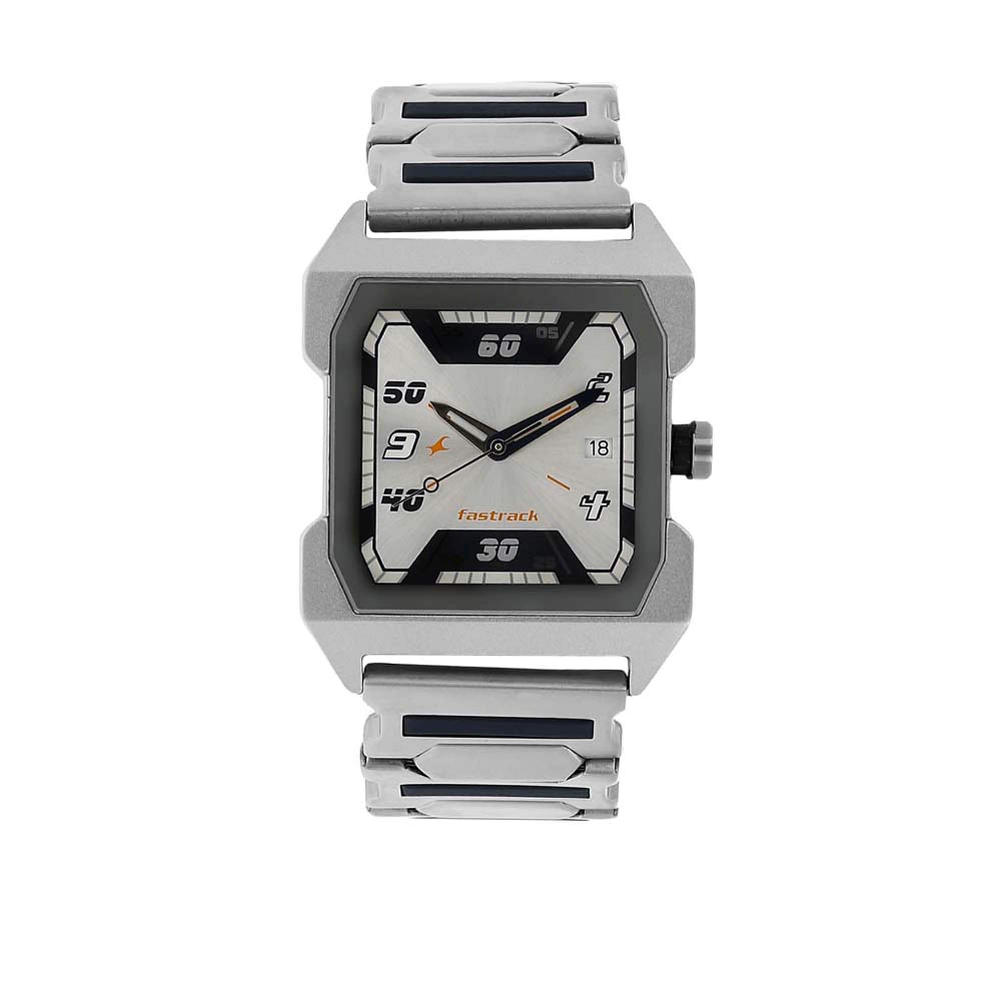 Fastrack Men's Casual Watch with Strap 1474SM01, Silver, Strap