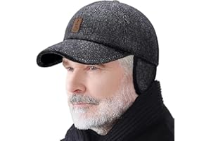 WUZJ Winter for Men Outdoor Hat, Adjustable Warm Sport Golf Baseball Cap Hats Dad Caps Earflaps Thicken 55-60CM (Brown)