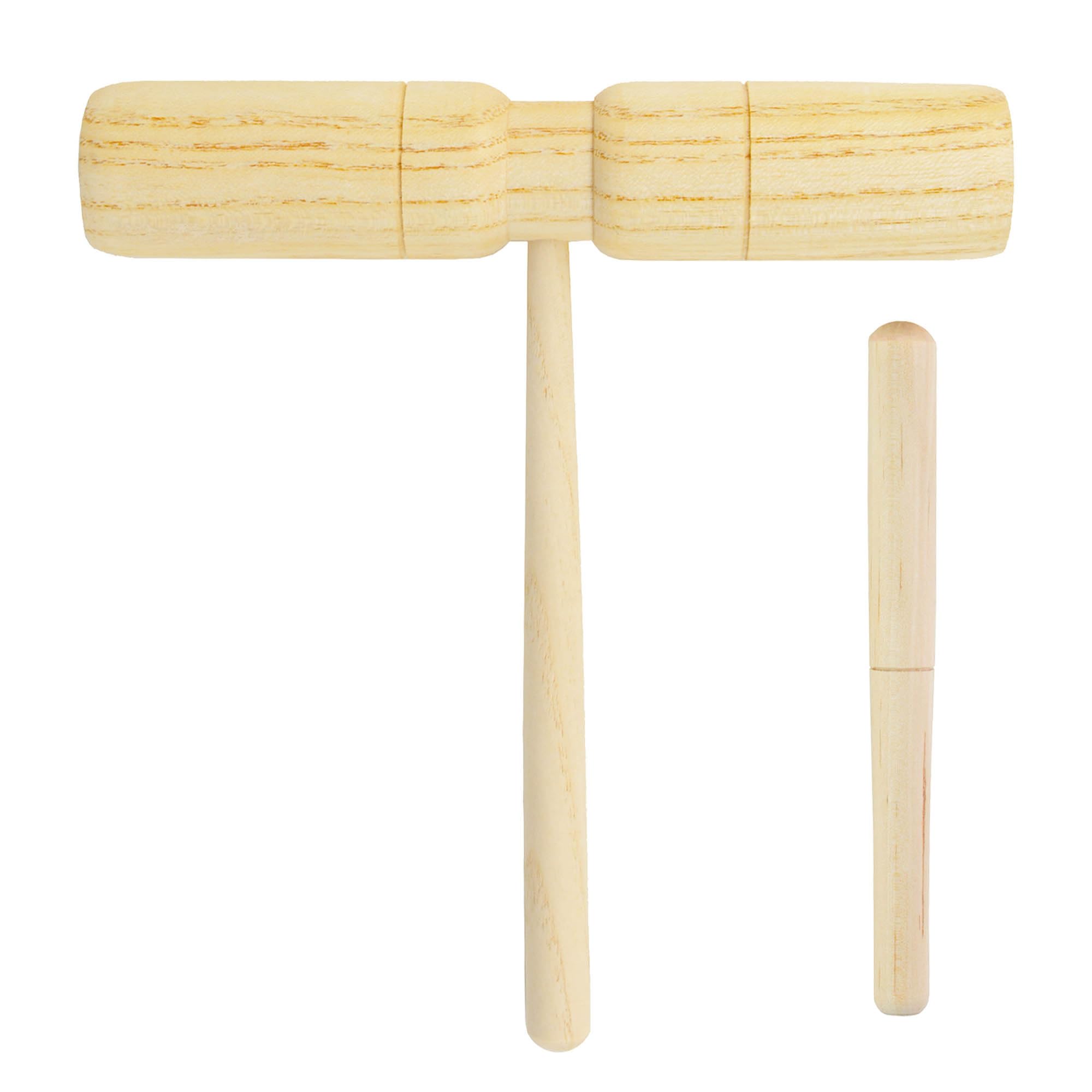A-Star T Bar Double Two Tone Wood Block with Wooden Beater, Percussion Rhythm Block