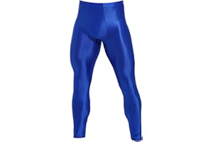 dPois Mens Glossy Solid Color Leggings Skinny Pants for Yoga Exercise Running Gym Fitness Workout