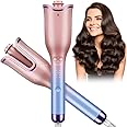 MOERAE Curling Iron with Auto Spin, 4 Temperature Settings & 1" Rotating Barrel, 360° Hair Wand for Fast Heating & Styling