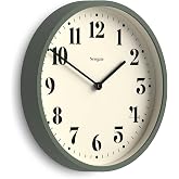 NEWGATE&reg; Theatre wall Clock | Modern Round Clock | 12" | Asparagus Green | Decorative numbers | Ideal for kitchen, living room or office