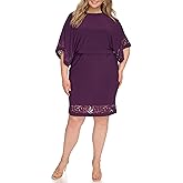 Jessica Howard Womens Lace Trim Knit Mini Dress – Boat Neck Elbow Sleeve Desk to Dinner