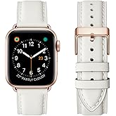 OMIU Leather Bands Compatible with Apple Watch Band 38mm 40mm 41mm 42mm(Series 11/10), Genuine Leather Wristband Starp for iWatch SE Series 11 10 9 8 7 6 5 4 3 2 1 Ultra for Women Men