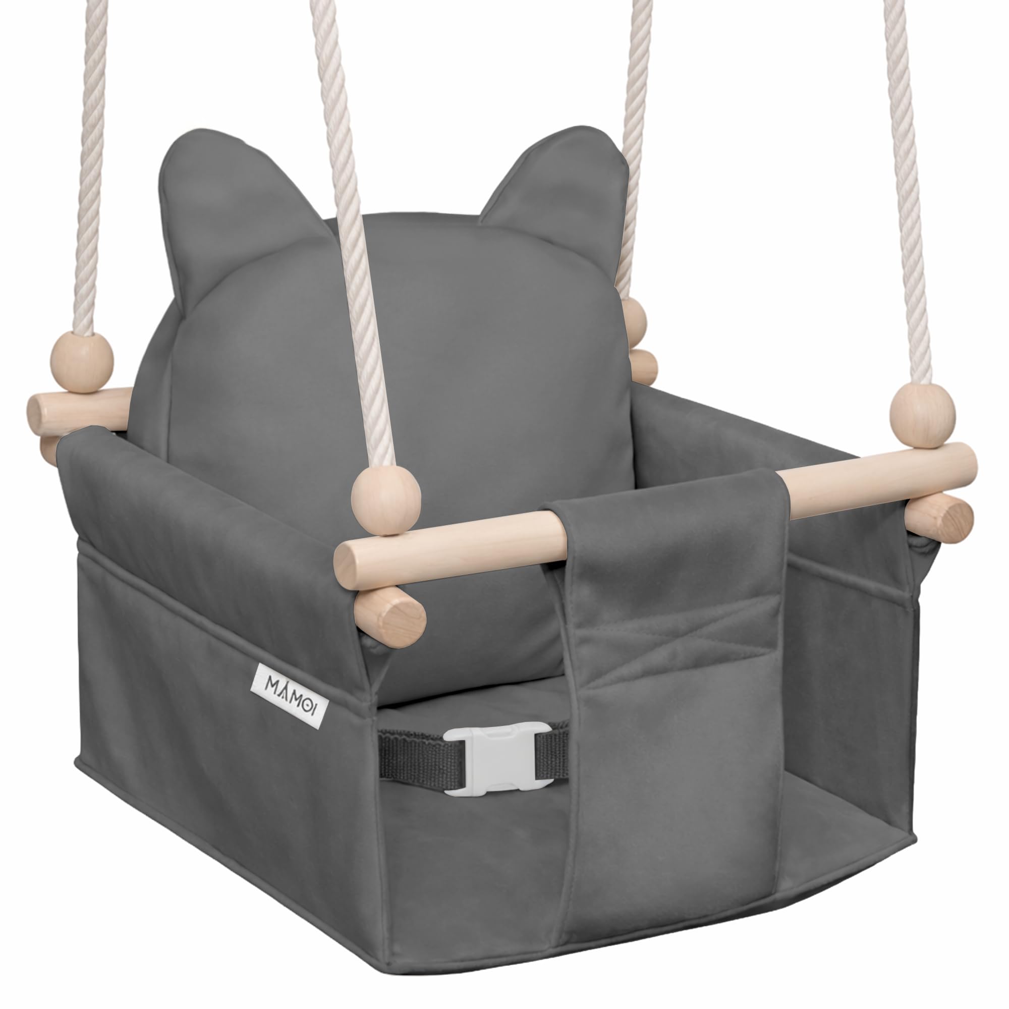 MAMOI® Wooden baby swing seat for toddlers, Indoor toddler swings chair from birth, Kids baby bouncer for garden, Child rocker swing set from 8 months