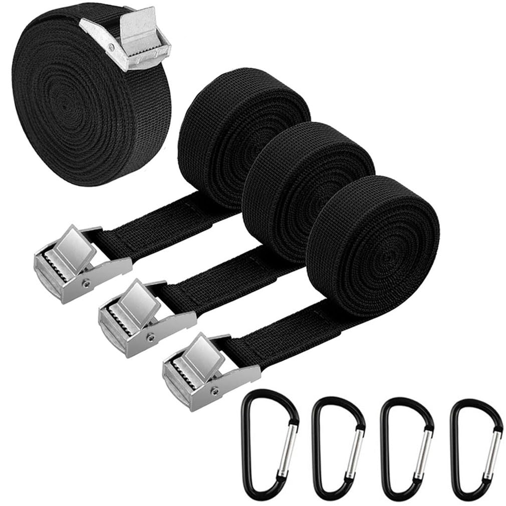 4 Packs Tie Down Strap,Cam Buckle Lashing Straps Heavy Duty,Adjustable Cargo Straps Ratchet Straps for Motorcycle, Cargo, Trucks, Trailer, Luggage