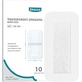 Dimora Waterproof Transparent Film Dressing with Pad, Large Clear Bandage Tape for Wound Care, Adhesive Post Surgical Cover Pad，for IV Shield, Tattoo Aftercare, Shower Protector 4x8 inch 10 Packs