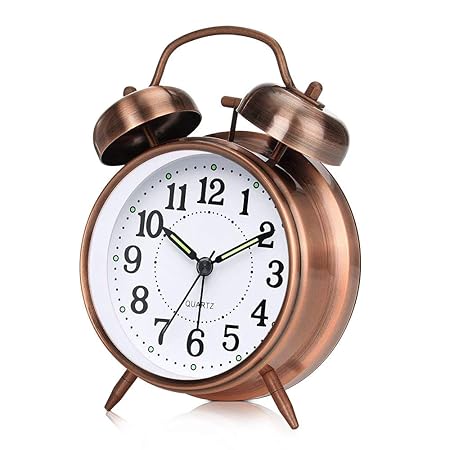 otumixx Doppelglockenwecker Analog Quarzwecker mit Nachtlicht | Lauter Alarm | Kein Ticken | Geräuschlos Retro Wecker, großes