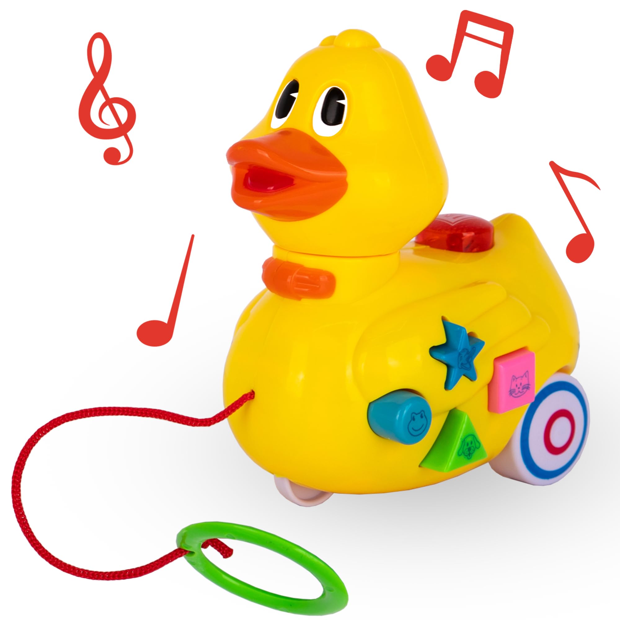 ArtCreativity Musical Walking Duck Pull Toy Yellow Duck Toy for Kids