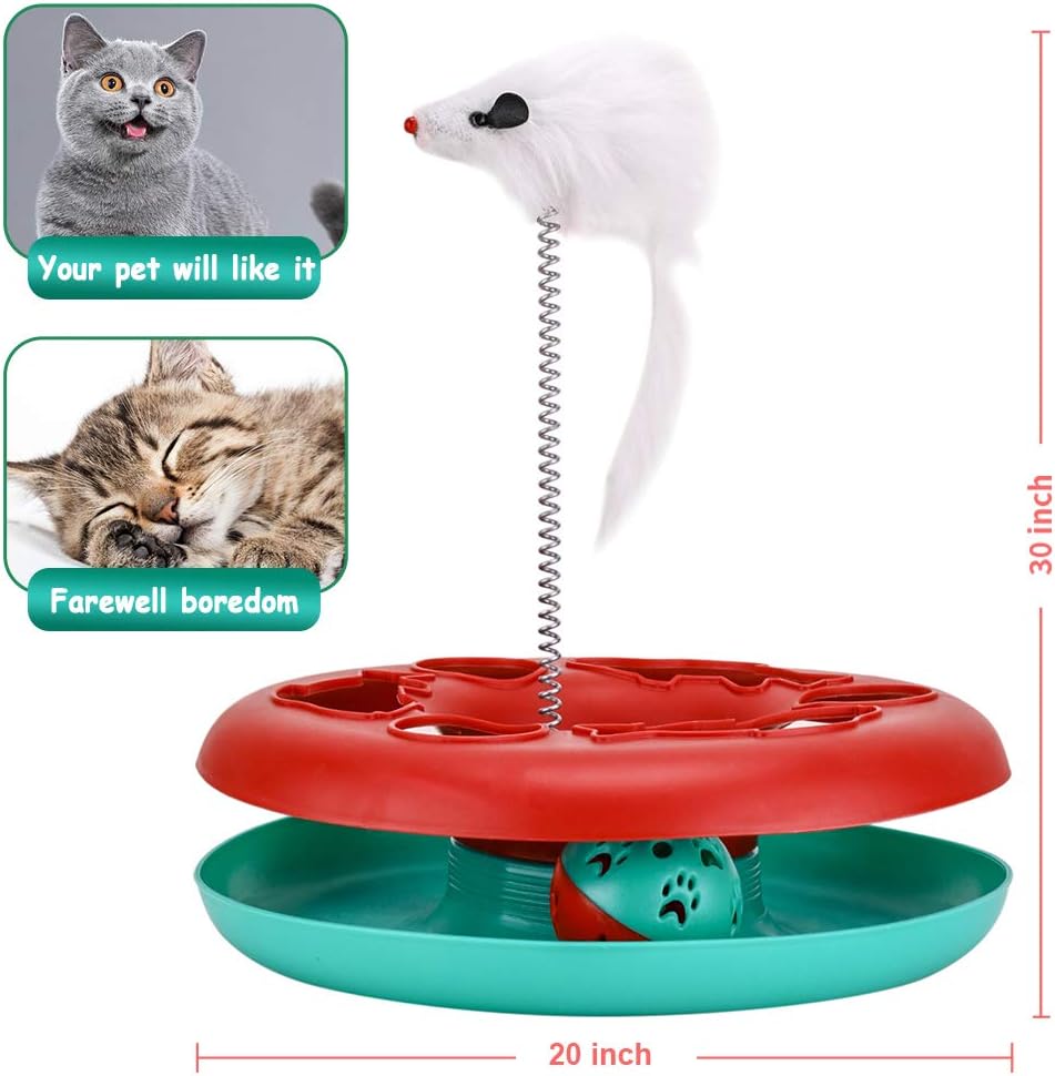 Interactive Cat Toys Roller, Spring Cat Toys with Catnip, Kitten Tracks, Pet Toy with Moving Balls Teaser Mouse Exercise : Pet Supplies