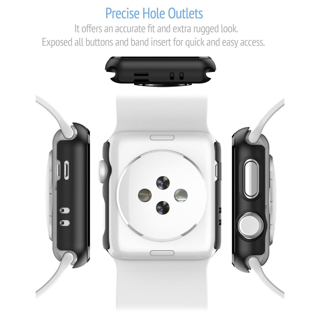 2 Pack Bumper for Apple Watch Case 42mm Series 3 - Ultra-Thin Anti-Scratch and Shockproof Hard iWatch Bumper Cover for Apple Watch Protector 42mm