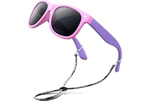 RIVBOS Kids Sunglasses Polarized UV400 TPE with Strap for Boys Girls RBK004 | Flexible rubber frame with UV protection and secure strap for boys, girls, beach, travel and play