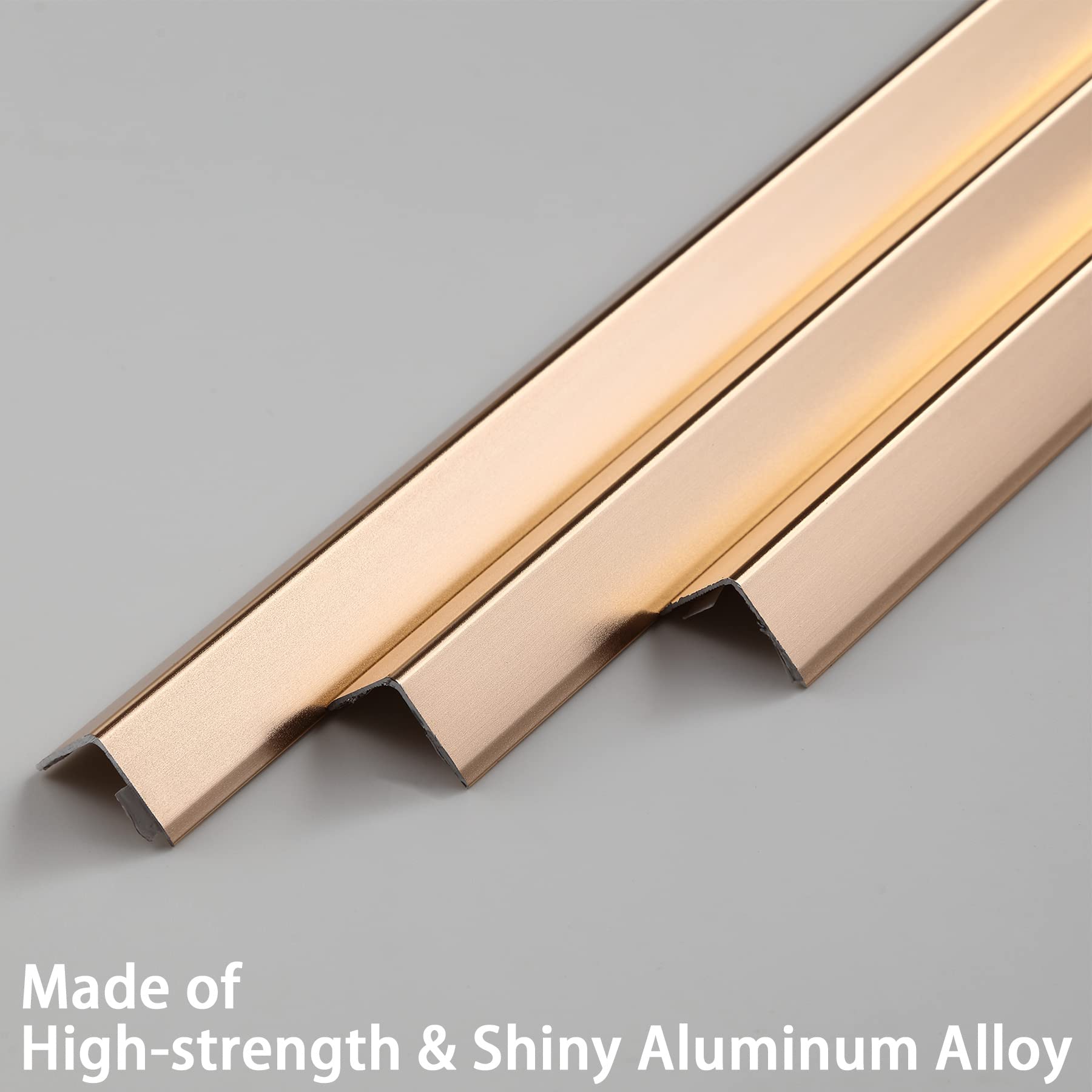 Aluminum Peel and Stick L Molding Corner Guards with 90° Angle for Wall Door Frame Cabinet Baseboard Protection and Decoration, 35.4in x 0.8in (3Pcs)
