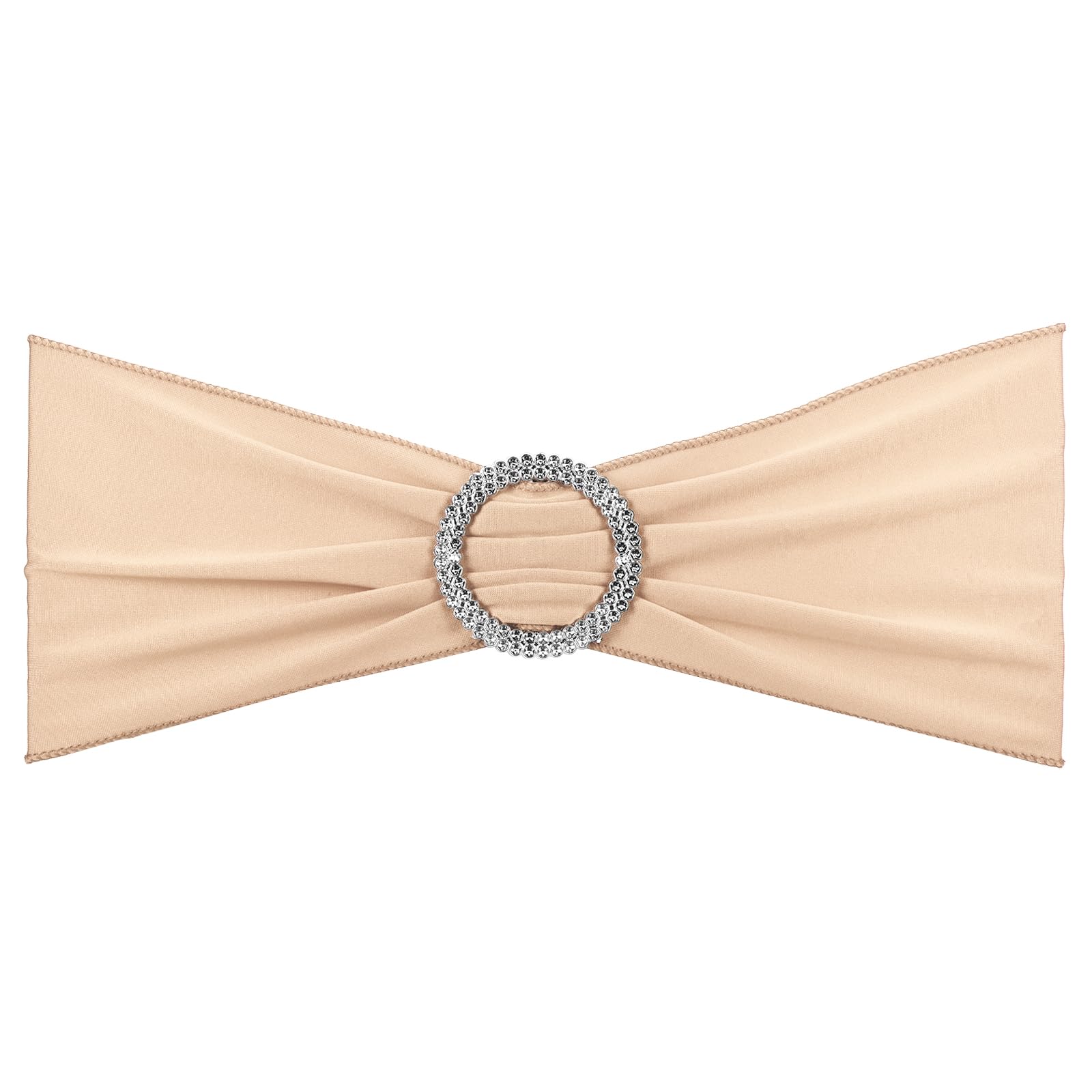 PATIKIL 13" x 5" Stretch Chair Sashes Bows, 10 Pack Elastic Chair Bands Sashes with Buckle Slider for Wedding Banquet Decorations, Champagne