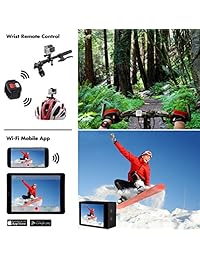 Cámara de acción deportiva REMALI 4K Ultra HD, 1080p 60 fps, 12 MP, WIFI, 98.4 pies a prueba de agua, control remoto 2.4G, gran angular de 170 °, pantalla LCD HD de 2 ", lente de 6 capas, batería adicional, cargador, transporte de bolsas, accesorios