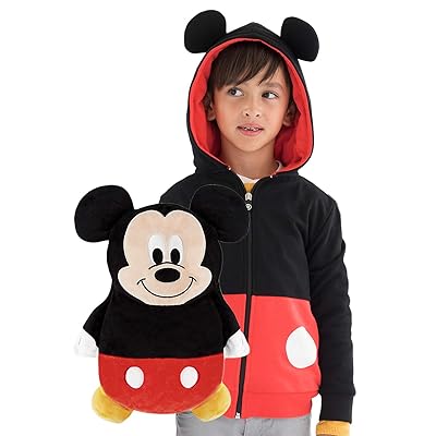 Cubcoats Mickey Mouse - 2-in-1 Transforming Hoodie and Soft Plushie - Red and Black