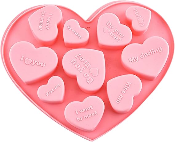 Medium heart valentine chocolate candy mold with exclusive Amazon.com: Valentine's Day Heart Shape Silicone Molds with Letter Cave