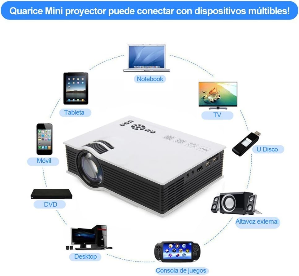 Mini Proyector LED de Quarice UC40+ [HDMI Cable Soporta 1080P ...