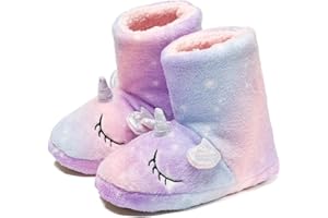 Ceruwum Girls Cute Warm Unicorn Boot Slippers Cozy Fluffy House Slides Booties