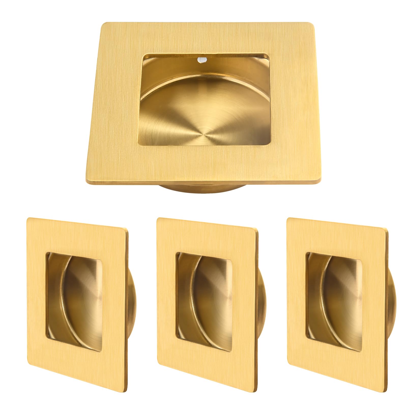 Photo 1 of HOMOTEK Square Recessed Sliding Closet Door Finger Pulls, Inner Diameter 2-1/8 Inch(54mm), Flush Handles for Pocket Door, Barn Door Handles,Drawer pulls(Brushed Brass, 4 Pack)