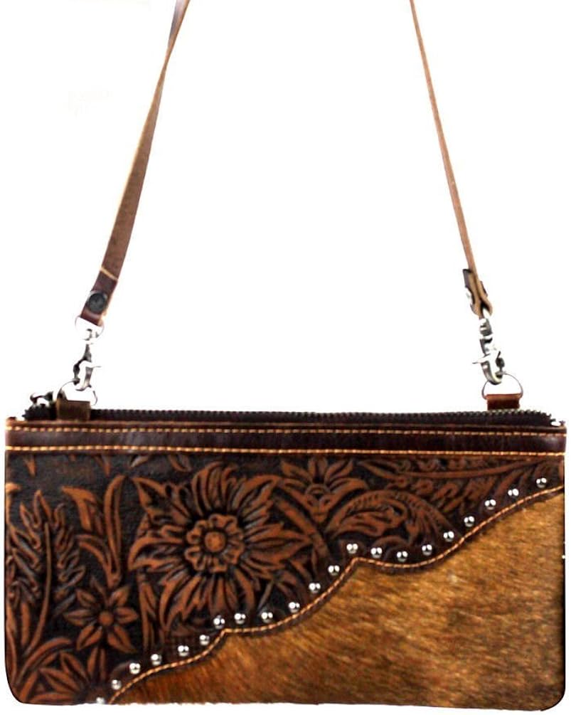 Montana West Leather Clutch Crossbody (Coffee) Handbags