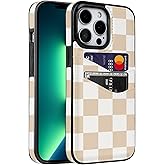 Obbii for iPhone 13 Pro Max 6.7 inch Case with Card Holder Soft Leather Wallet Case Protective Shockproof Hard Cover for Women Man (Checkerboard)