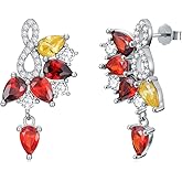 EUSJ 925 Sterling Silver Colorful 5A Cubic Zirconia Earrings for Women Infinity Sparkling Multicolor Statement Stud Earrings for Mother's Day/Birthday