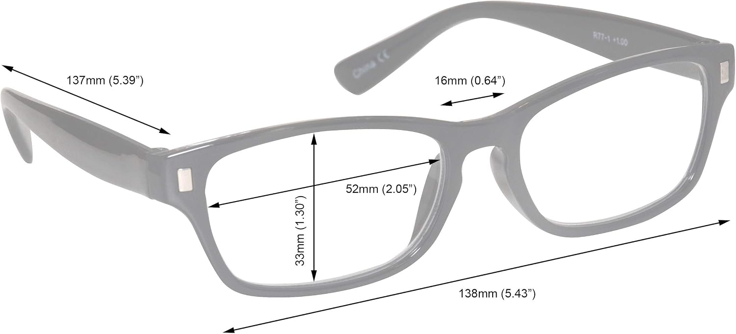 OPULIZE Reading Glasses Grey Readers Value 2 Pack Mens Womens RR77-7 +3.00, 2 Pack - Grey, +3 Magnification (Pack of 2) - Image 3