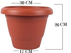 First Smart Deal Plastic Round Pot Set (12-inch, Brown, Pack of 4)