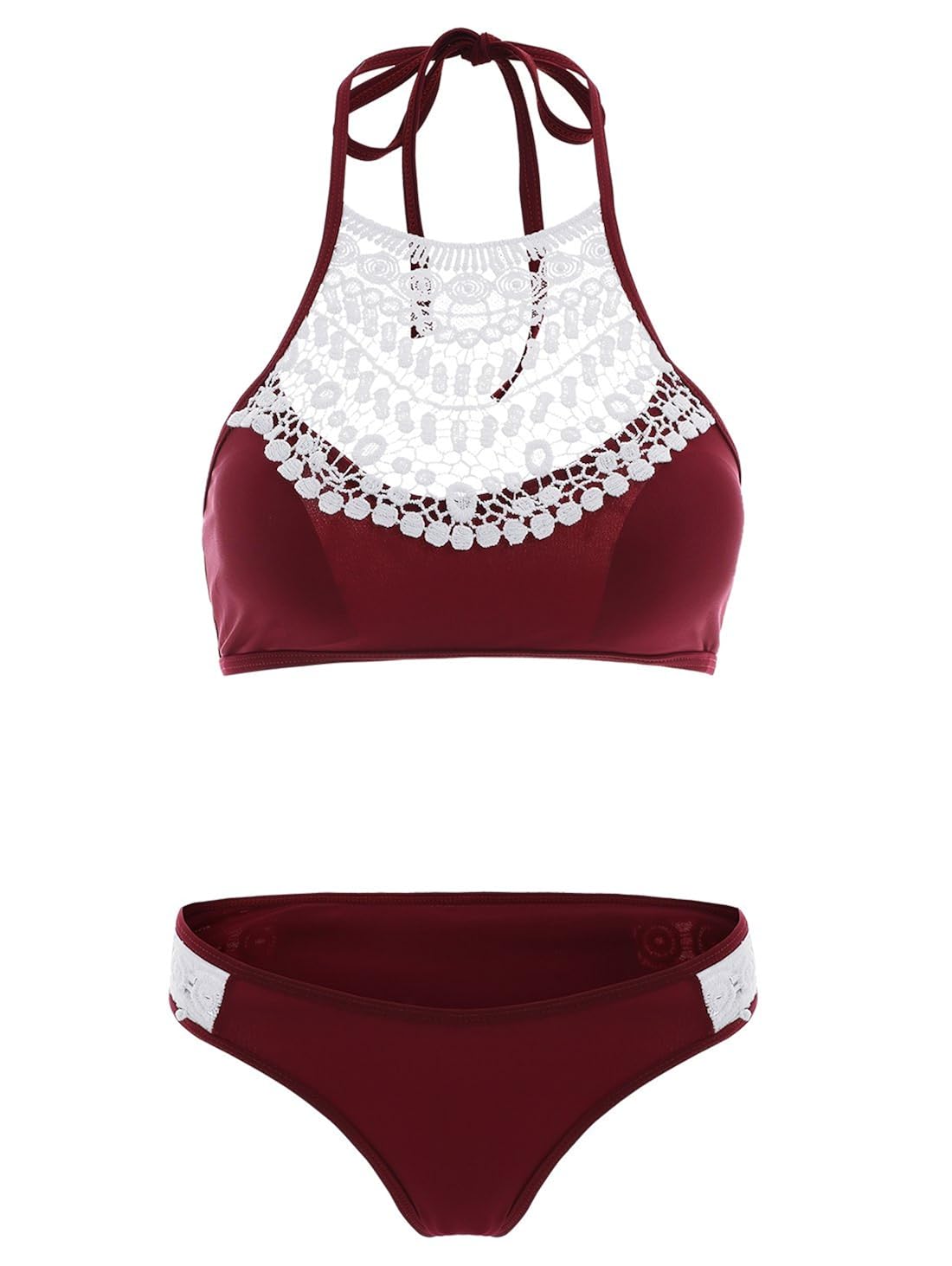 hannea lace spliced cut out halter top bikini