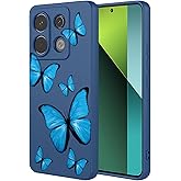 KOARWVC Phone Case for Redmi Note 13 5G Case, Xiaomi Poco X6 Neo 5G Case Cute Butterfly Pattern Design Slim Protective Soft TPU Bumper Phone Cover for Xiaomi Redmi Note 13 5G Blue Butterfly