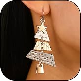 Christmas Tree Dangle Earrings for Women Dainty Splicing Hollow Out Xmas Tree Earring Holiday Christmas Accessories Jewelry Gifts