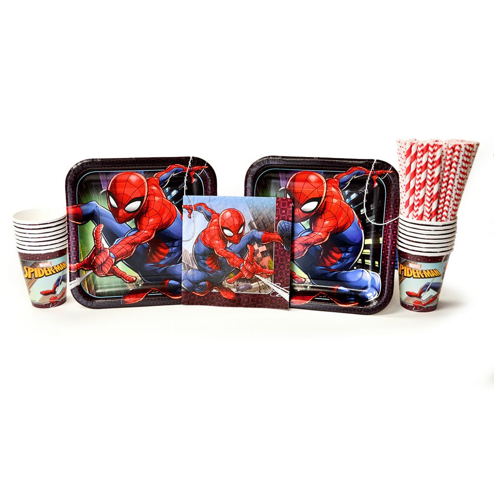 Amazon Com Spiderman Party Supplies Pack For 16 Guests Includes