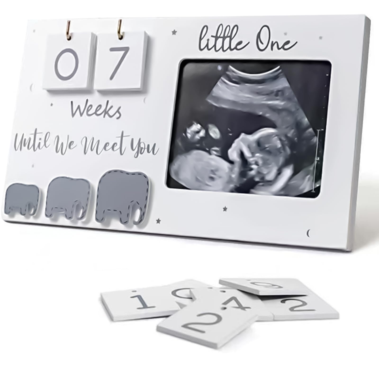 MR.HOKWY Baby Scan Photo Frames - Pregnancy Announcement Reveal Gifts, Baby Ultrasound Picture Frame Countdown Weeks Advent Calendar, Wooden Sonogram Picture Album for Mum Expecting